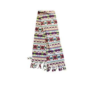 Old Navy Fleece Winter Print Fringed Scarf 10”x74” NEW